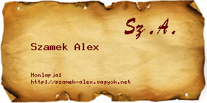 Szamek Alex névjegykártya